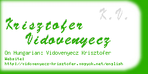 krisztofer vidovenyecz business card